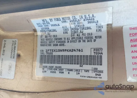 1993 Ford F150 из США, поврежденный, VIN 1FTEX15N9PKA24761